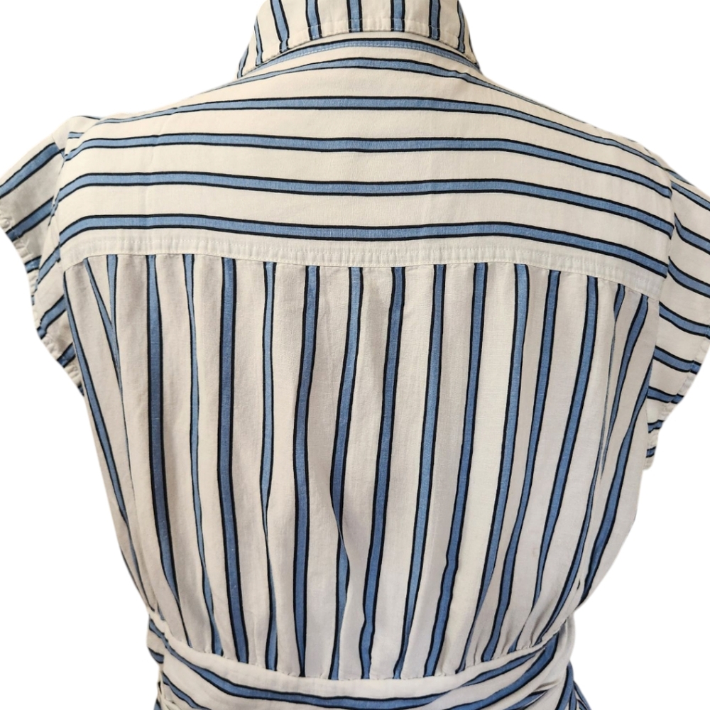 DEREK LAM 10 Crosby Striped Twist Waist Shirt Dress - Size 18 - Picture 10 of 14